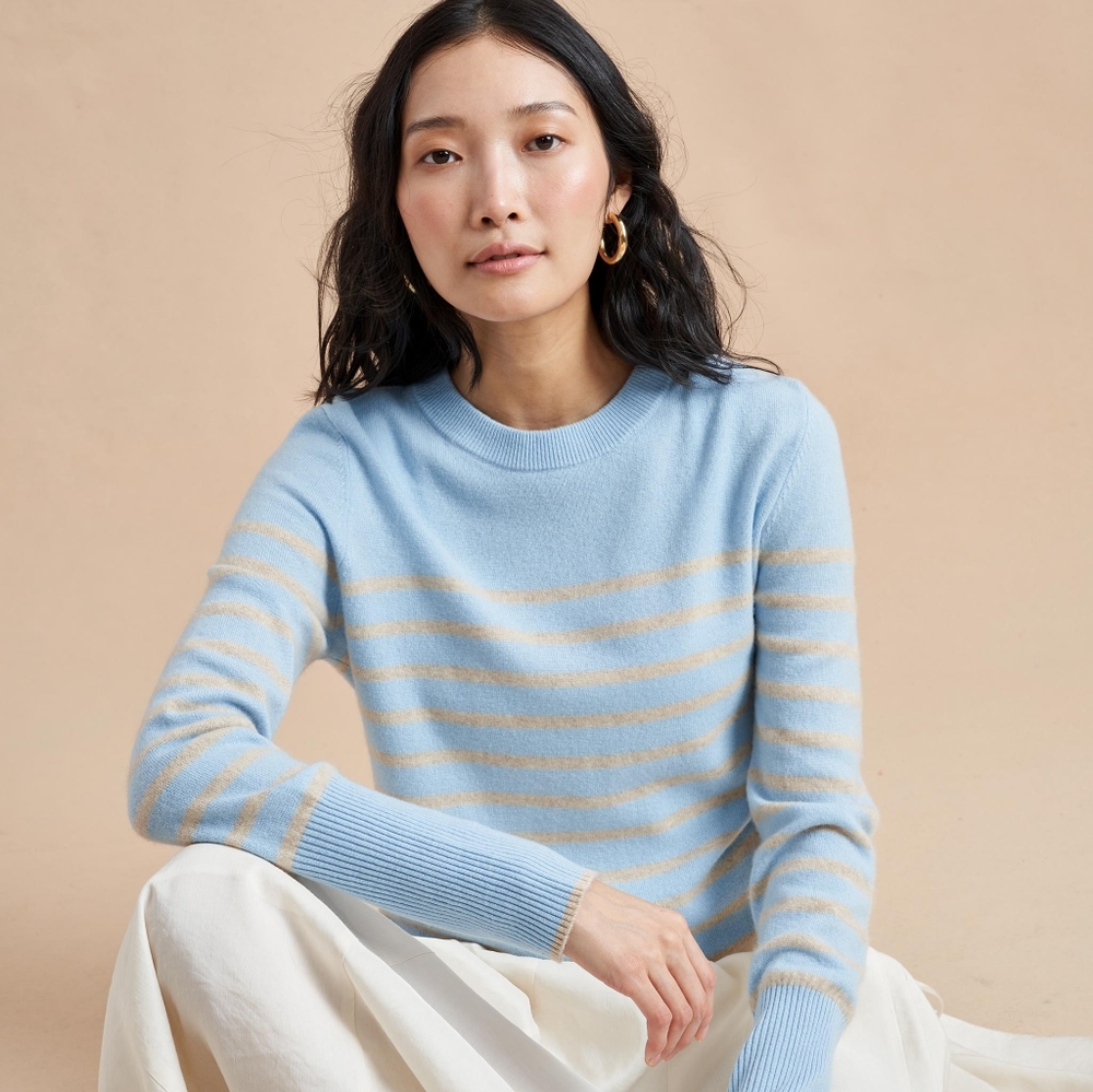 La Ligne Lean Lines Sweater in Periwinkle/Beige